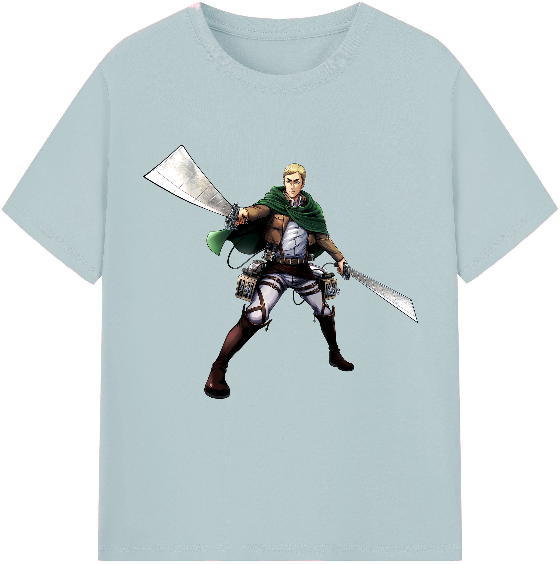 （画像用） 進撃の巨人 エルヴィン・スミス Attack on Titan Erwin Smith 綿100％半袖Tシャツ（フロントプリント）